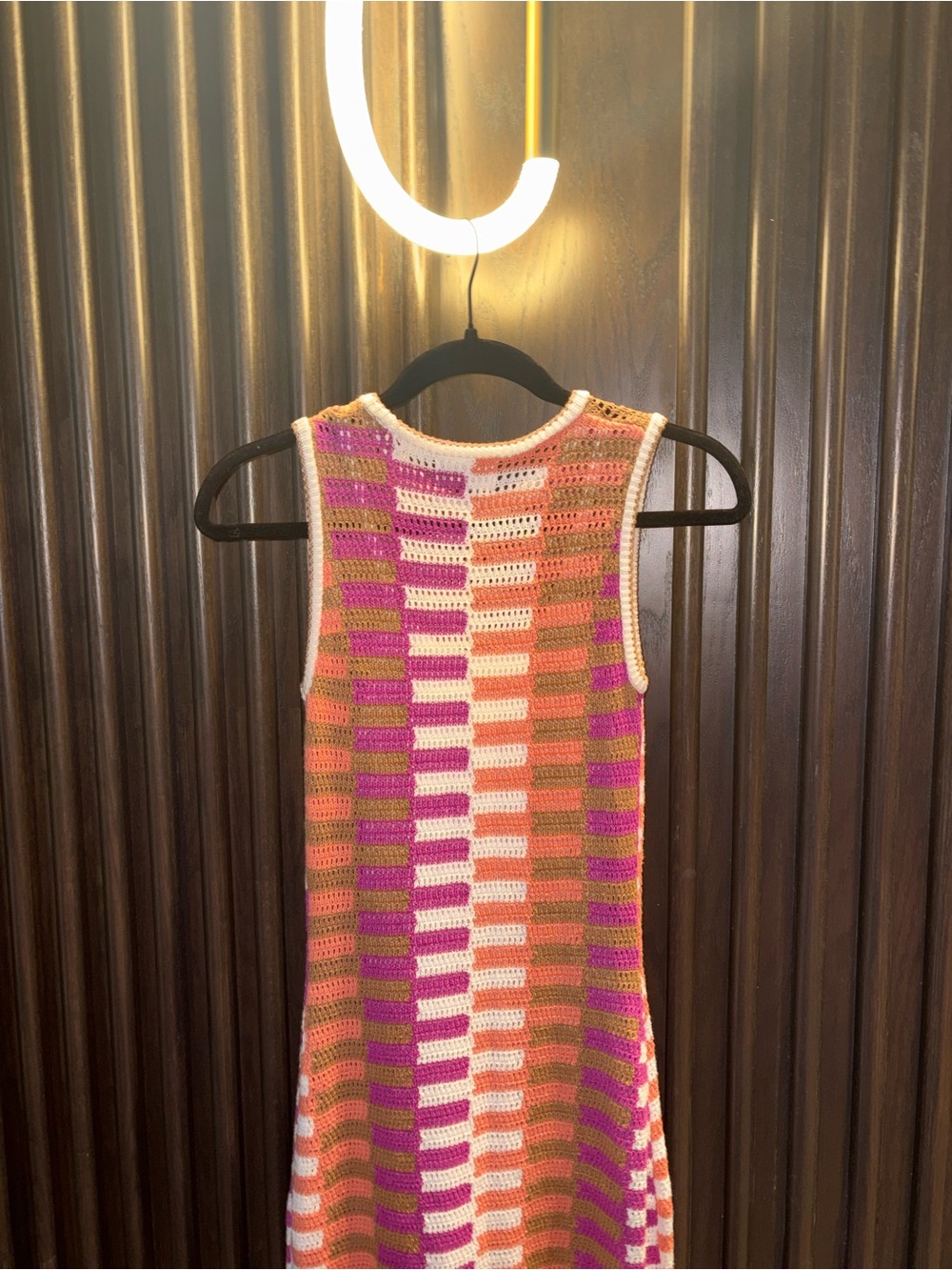 Universal Thread Sleeveless Crochet Maxi Dress in Pink, Orange & White - Picture 8 of 9